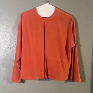 Peach Silk Blouse Linda Allard Ellen Tracy VTG Silk Blouse sz 12 Faux split fron